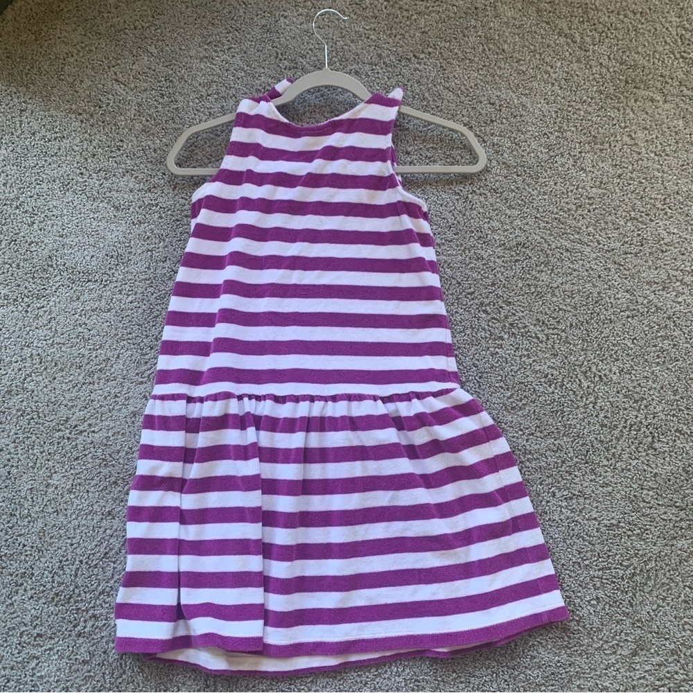 Hanna Andersson Purple White Striped Terry Cloth Beach Coverup Size 12 - Picture 5 of 5